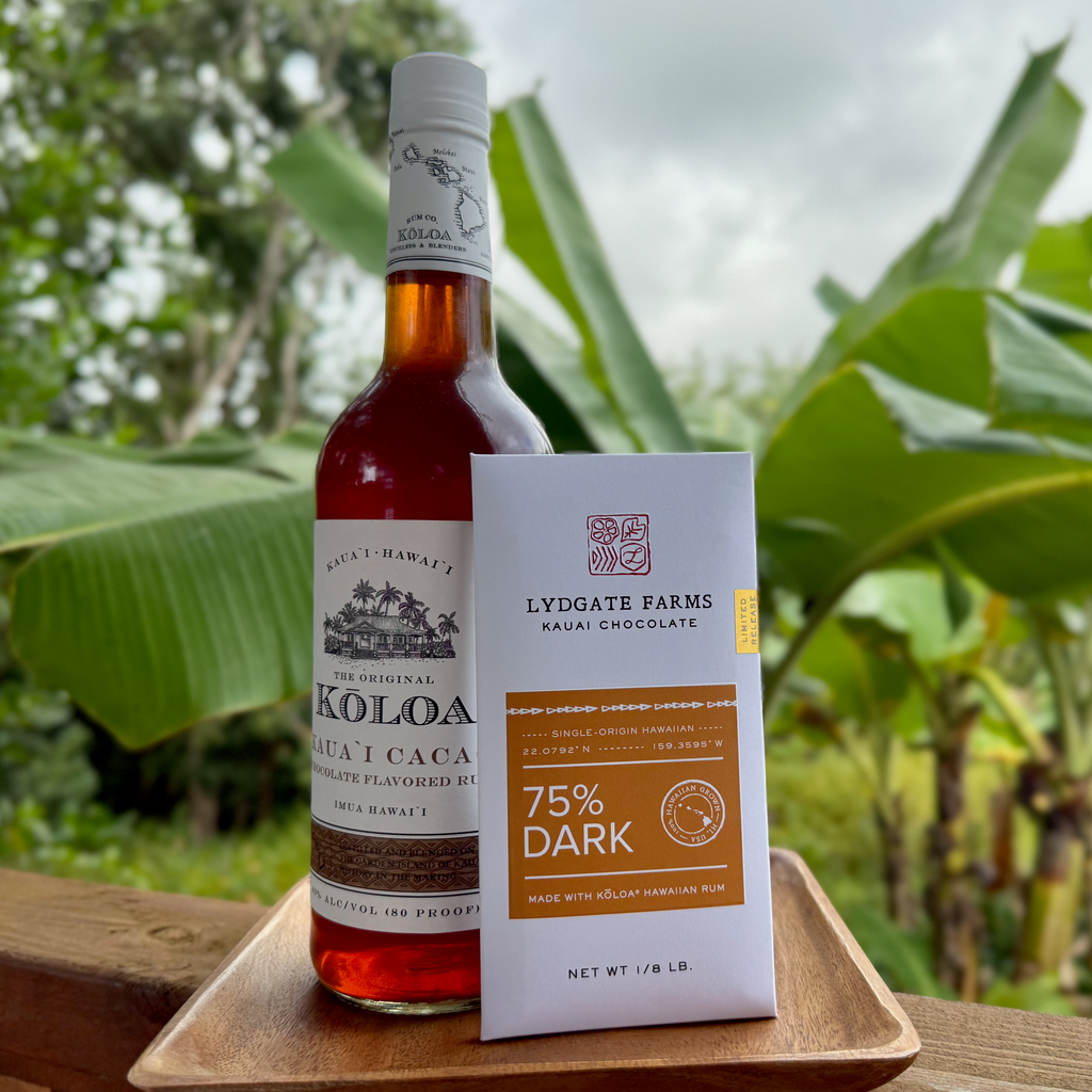 75% Dark Chocolate with Kōloa Hawaiian Rum – Lydgate Farms 75% Dark Chocolate with Kōloa Hawaiian Rum – Lydgate Farms