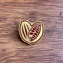 Cacao Pod Pin - polished gold with red