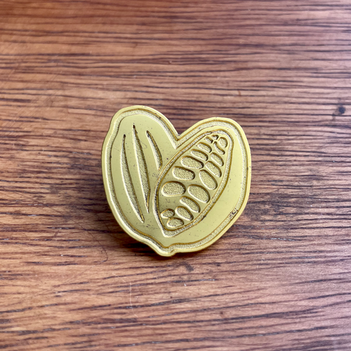 Cacao Pod Pin - satin gold