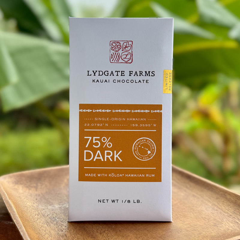 75% Dark Chocolate with Kōloa Hawaiian Rum – Lydgate Farms 75% Dark Chocolate with Kōloa Hawaiian Rum – Lydgate Farms